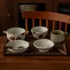 Juego de vajilla de cerámica para una persona, cuencos de arroz de cerámica rústica vintage, juego de comedor combinado para el hogar, tazas, platos, cuencos al por mayor