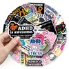 50 Piezas Pegatinas TDAH Cuidado para la Enfermedad Energía Positiva Inglés Transfronterizas Impermeables Pegatinas Decorativas para Teléfono y Computadora