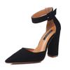 2021 Juti verano nuevo comercio exterior zapatos de talla grande tacón grueso punta cerrada hebilla tacón alto puntiagudo sandalias europeas y americanas para mujer