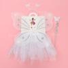 Alas de mariposa de cuatro piezas Traje de falda de tul para niños Alas de ángel decoración trasera Varita de hada diadema en stock al por mayor