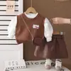Conjunto de Ropa de Otoño para Niñas 2026 Nueva Moda Ropa para Bebé Chaleco Suéter con Bolso Conjunto