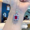 Mercancía de liquidación Transfronterizo Anillo de Corindón Rojo Simulación Diamante Cuadrado Collar Esmeralda Anillo Joyería Traje de Joyería