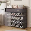 Zapatero simple con cajones, zapatero multicapa a prueba de polvo, zapatero para dormitorio, estante de almacenamiento simple de pie para viviendas de alquiler
