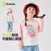 Coleção de Camisetas para MeninasCamiseta Base Dudu para Meninas para o Outono, Roupa Fofa de Outono para Crianças, Camiseta de Manga Longa para Meninas, Tendência