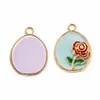 Flor de rosa de goteo de aceite individual, colgante para pulsera, collar, accesorio de charm DIY, disponible para pedidos al por mayor mixtos, directo del fabricante, transfronterizo
