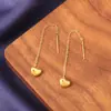 Aretes Largos que Hacen que el Rostro Parezca Más Delgado, Modernos y que No se Despintan, Aretes de Color Dorado de 18 Quilates para Mujer, Gancho para la Oreja en Forma de Corazón, Cadena para la Oreja, Acero de Titanio