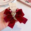 Otoño e Invierno nuevo anillo para el pelo de niños con lazo de flocado color vino tinto, pinza para el pelo de niña con temperamento, accesorios para el pelo negro