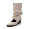 Primer encuentro con la chica del té dulce Ji Tiancha~ Nuevas botas cortas diseño de nicho par con faldas sandalias Mujer dos usos Mary Janes