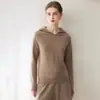Suéter de cachemira pura 2026 otoño e invierno nuevo para mujer con capucha color liso camisa base estilo versátil Suéter de hilo Consinee
