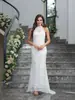 Vestido de Playa Blanco con Espalda Descubierta y Cuello Halter, Estilo Puro Deseo Transparente de Encaje Blanco, Estilo Picante de Chica Europea y Americana, Transparente