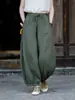 Nuevos Pantalones de Linterna de Algodón y Lino para Mujer Verano 2026, Pantalones Casuales Delgados Adelgazantes con Parches, Cintura Elástica con Cordón, Largo Corto
