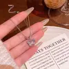 Collar Colgante Mariposa de Zirconia Exquisita de Dulce Temperamento Coreano Cadena para Clavícula Versátil de Acero de Titanio de Gama Alta de Nicho para Mujer