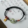 Pulseira de Segurança para Aterrissagem de Peixe Koi, Fio Vermelho Multicor Trançado com Cinábrio para Boa Sorte, Pulseira de Fio Vermelho para Mulheres, Presente para Namorada