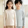 Camiseta de baixo para crianças, outono para meninos em algodão puro, roupa íntima quente para crianças maiores e adolescentes, top de camada interna, pijama para meninas