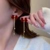 Pendientes con borlas y lazo rojo para mujer, populares en internet, para Navidad, largos, otoño e invierno, 2022