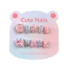 Sanrio 3D Tridimensional Usa Armadura Pegamento de Mariposa Arte de Uñas Cortas Dibujos Animados Niños Tarjeta Flash Infantil Piezas de Uñas Postizas