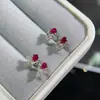 Aretes de Rubí Birmano Natural, Rubí Rojo Sangre de Paloma, Tan Brillantes como una Llama, Piedra Principal 3x4 mm, Directo del Fabricante