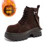 Botas Martin de Cuero Suave Mate con Punta Ancha para Mujer 2025 Nuevo Estilo Moda Versátil Plataforma de Aumento de Altura Botines de Suela Gruesa