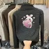 Estilo Otoño e Invierno Moda para Bebés Elegante Camiseta de Forro Polar para Niñas de Tamaño Mediano a Grande Cuello Medio Alto Manga Larga Top Rayado