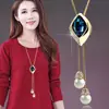 Cadena Larga para Suéter, Collar de Lujo Ligero y de Alta Gama para Mujer, Accesorio de Borla Moderno y Versátil, Colgante Simple de Perla que No se Desvanece
