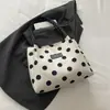 Bolso de Hombro Casual de Lona Colorblock con Lunares de Moda de Gran Capacidad 2026 Nuevo Elegante Bolso Tote Retro para Mujer Transfronterizo