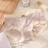Ropa Interior de Seda de Hielo para Mujer Cintura Media Lazo Transpirable Sexy Jacquard Estilo Japonés para Niña Calzones de Grafeno