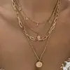 Colar Camadas Múltiplas Retrato de Moeda Estilo Metal Transfronteiriço Personalizado Exagerado Tendência Europeia e Americana Joias de Alto Padrão Atacado