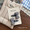 Estilo Coreano Novo Fofo Doce Tecido Laço Xadrez Azul Cinza Estrela Grampo de Cabelo Feminino Versátil Lateral Acadêmico
