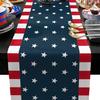 Bandeirinha de Mesa de Linho para o Dia da Independência de 2025 Decoração de Feriado Pano de Mesa de Cozinha Americana Pano de Mesa para Sala de Estar Lareira Gabinete de TV