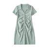 Estilo deseo puro cuello polo diseño adelgazante sentido de diseño nicho verano línea A vestido de chica popular moda femenina
