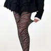 Patrón de Zebra Plata Seda Sexy Negro Jacquard Diseño de Deseo Puro Nicho Elegante Calcetines de Base para Mujer Primavera y Otoño Medias Delgadas