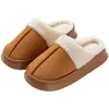 Pantuflas de invierno gruesas, afelpadas y cálidas para parejas, con suela antideslizante y diseño de punta cerrada, perfectas para usar en interiores y un estilo moderno y popular
