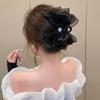 Tocado de princesa ~ Clip de agarre de lazo negro Sensación avanzada Elegante pinza para el cabello Tocado Clip de tiburón