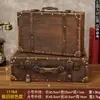 Maleta Retro Europea Caja de Madera para Guardar Caja de Almacenamiento Maleta Vieja de Cuero Accesorios para Fotografía de Viaje Caja para Guardar Artículos Varios
