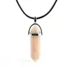 Collar con Colgante Hexagonal de Piedra Natural Moda Europea y Americana Prisma Hexagonal de Cristal Natural Columna Hexagonal Bala
