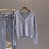 Otoño e Invierno 2026 Suéter Delgado de Punto Holgado de Manga Larga con Cuello en V Chaqueta Exterior para Mujer Cárdigan Corto Superior