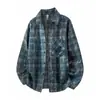 Camisa para Hombre 2026 Otoño Nueva Camisa de Manga Larga a Cuadros Tie-Dye Holgada Talla Grande para Hombre Top para Hombre