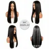 Peluca de pelo largo liso sintético de alta temperatura, estilo europeo y americano para mujer, se puede peinar, cobertura completa de la cabeza, adecuada para fiestas navideñas, con mechas y colores contrastantes