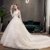 Vestidos de Novia Europeos y Americanos Transfronterizos Tallas Grandes Modelo Nuevo 2026 Cola Larga Cintura Media Espalda Descubierta de Ensueño Vestido de Novia de Manga Larga en Stock Almacén en el Extranjero