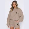 Conjunto de Sudadera y Pantalón de Chándal para Mujer 2025 Otoño e Invierno Nuevo Estilo Forrado de Polar Moda Letras Casual Running Ropa Deportiva Conjunto de Dos Piezas