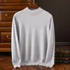 Suéter Masculino Pulôver Camada Base Casual Business Malha Moda Solta Outono Inverno Gola Meia Alta Cor Sólida Manga Longa