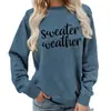 Clima de Suéter Estampado Gola Redonda Tops Femininos Moletom Fornecimento para Exportação Outono e Inverno Solto e Versátil Amazon