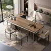 Conjunto de Mesa de Chá e Cadeiras com Acabamento em Madeira de Nogueira e Laje de Rocha para Casa, Mesa de Chá Estilo Chinês Novo, Mesa de Café para Escritório, Sensação de Luxo Leve de Alta Qualidade, Laje Grande