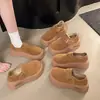 Sapatos casuais femininos de algodão com plataforma de sola grossa, estilo retro, para Outono/Inverno 2026, com aumento de altura, mocassins slip-on com forro de fleece, novos sapatos casuais