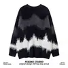 Otoño e Invierno Rayas de Contraste Cuello Redondo Peludo Imitación de Visón Tejido Estilo Americano Moderno Suéter de Punto para Hombre