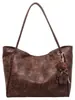Bolsa Tote Ombro Único Casual Estampa de Leopardo para o Dia a Dia Retrô Grande Capacidade Camurça Feminina Outono/Inverno 2026 Floresta Fofa