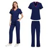 Comercio exterior exportación lavado de manos ropa traje dividido manga corta cepillado manual de ropa mujer clínica dental doctor ropa de trabajo sistema médico