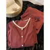 Estilo Nuevo Primavera y Otoño Elegante Dama Encaje Patchwork Cárdigan Pijama Sexy Puro Deseo Chica Elegante Conjunto de Ropa para el Hogar