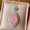 Joia Huabi nova 2024 cobre banhado a ouro semente de gelo fio fluorescente liso incrustado pingente feminino pedra principal 18*25
