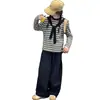 Sudadera de Rayas para Niña Atuendo de Otoño 2026 Nuevo Estilo Camisa Básica Casual y Pantalones de Pierna Ancha Conjunto de Dos Piezas para Niños Mayores